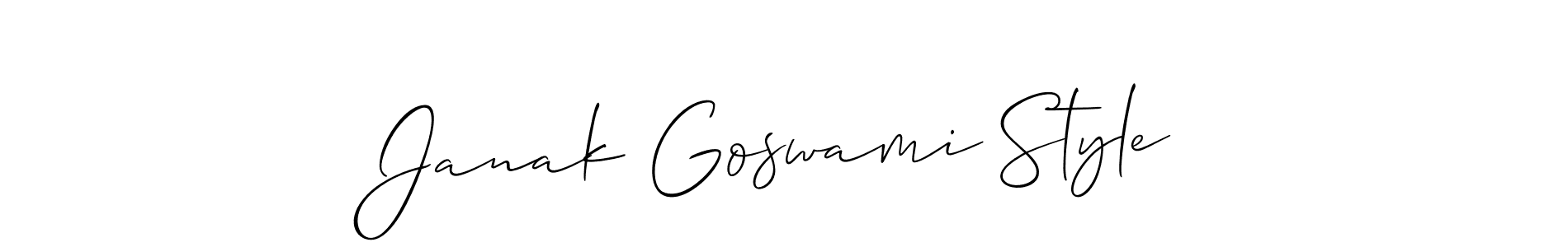 Design your own signature with our free online signature maker. With this signature software, you can create a handwritten (Allison_Script) signature for name Janak Goswami Style. Janak Goswami Style signature style 2 images and pictures png