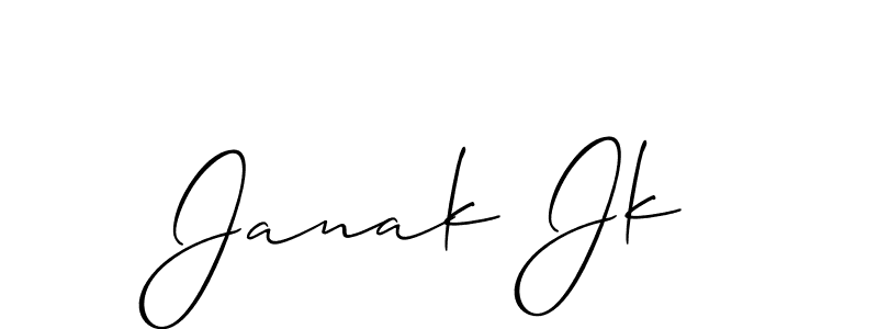 Use a signature maker to create a handwritten signature online. With this signature software, you can design (Allison_Script) your own signature for name Janak Jk. Janak Jk signature style 2 images and pictures png