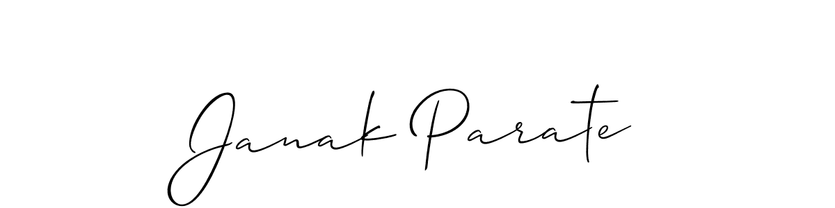 The best way (Allison_Script) to make a short signature is to pick only two or three words in your name. The name Janak Parate include a total of six letters. For converting this name. Janak Parate signature style 2 images and pictures png