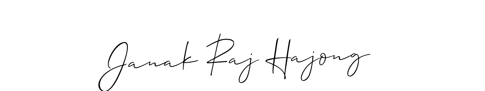 How to make Janak Raj Hajong name signature. Use Allison_Script style for creating short signs online. This is the latest handwritten sign. Janak Raj Hajong signature style 2 images and pictures png