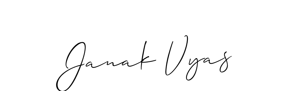 You should practise on your own different ways (Allison_Script) to write your name (Janak Vyas) in signature. don't let someone else do it for you. Janak Vyas signature style 2 images and pictures png