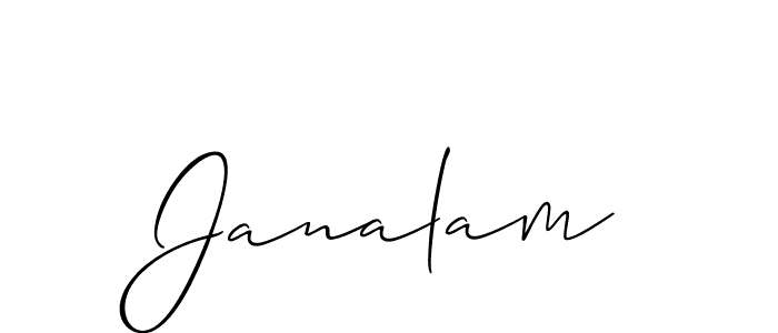 Use a signature maker to create a handwritten signature online. With this signature software, you can design (Allison_Script) your own signature for name Janalam. Janalam signature style 2 images and pictures png