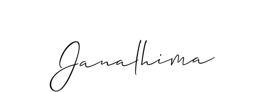 Use a signature maker to create a handwritten signature online. With this signature software, you can design (Allison_Script) your own signature for name Janalhima. Janalhima signature style 2 images and pictures png