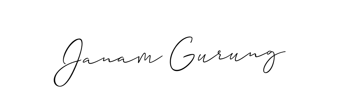 How to make Janam Gurung signature? Allison_Script is a professional autograph style. Create handwritten signature for Janam Gurung name. Janam Gurung signature style 2 images and pictures png