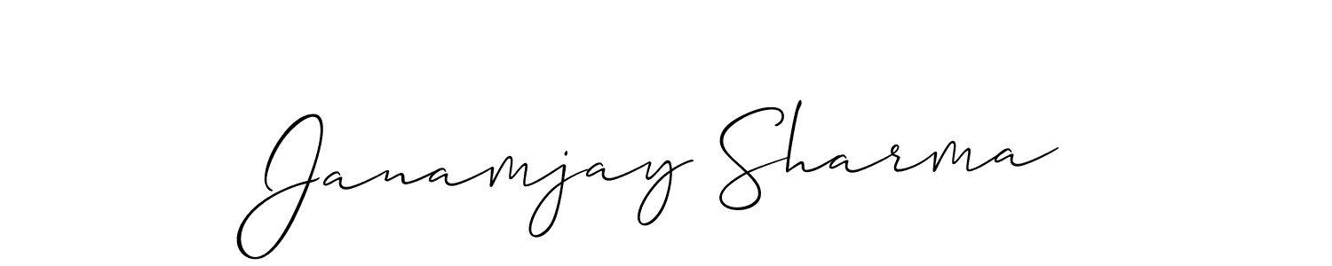 The best way (Allison_Script) to make a short signature is to pick only two or three words in your name. The name Janamjay Sharma include a total of six letters. For converting this name. Janamjay Sharma signature style 2 images and pictures png