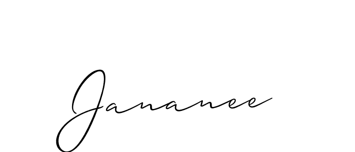 if you are searching for the best signature style for your name Jananee. so please give up your signature search. here we have designed multiple signature styles  using Allison_Script. Jananee signature style 2 images and pictures png