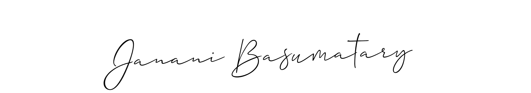Janani Basumatary stylish signature style. Best Handwritten Sign (Allison_Script) for my name. Handwritten Signature Collection Ideas for my name Janani Basumatary. Janani Basumatary signature style 2 images and pictures png