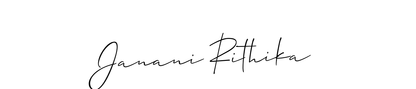 How to make Janani Rithika name signature. Use Allison_Script style for creating short signs online. This is the latest handwritten sign. Janani Rithika signature style 2 images and pictures png