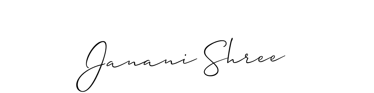 Make a short Janani Shree signature style. Manage your documents anywhere anytime using Allison_Script. Create and add eSignatures, submit forms, share and send files easily. Janani Shree signature style 2 images and pictures png
