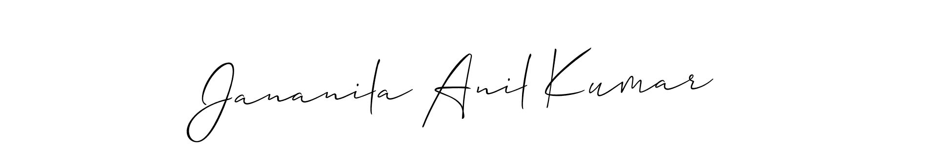 See photos of Jananila Anil Kumar official signature by Spectra . Check more albums & portfolios. Read reviews & check more about Allison_Script font. Jananila Anil Kumar signature style 2 images and pictures png