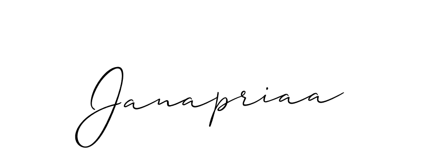 Make a beautiful signature design for name Janapriaa. With this signature (Allison_Script) style, you can create a handwritten signature for free. Janapriaa signature style 2 images and pictures png