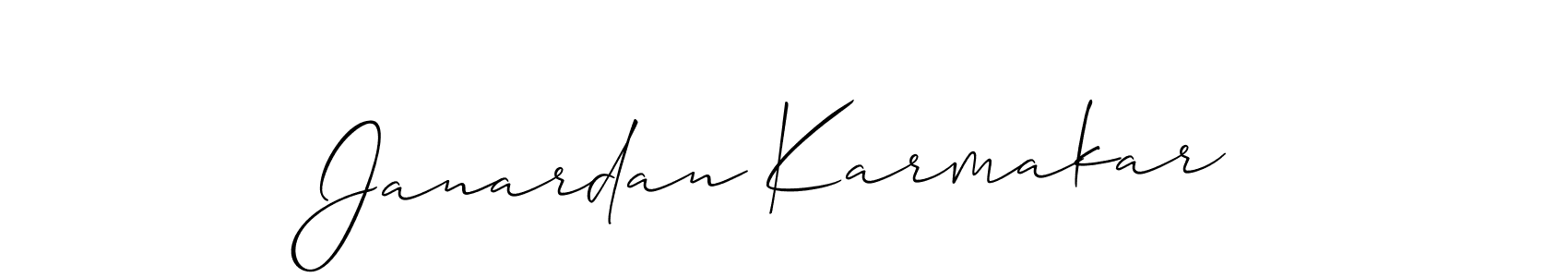 Create a beautiful signature design for name Janardan Karmakar. With this signature (Allison_Script) fonts, you can make a handwritten signature for free. Janardan Karmakar signature style 2 images and pictures png