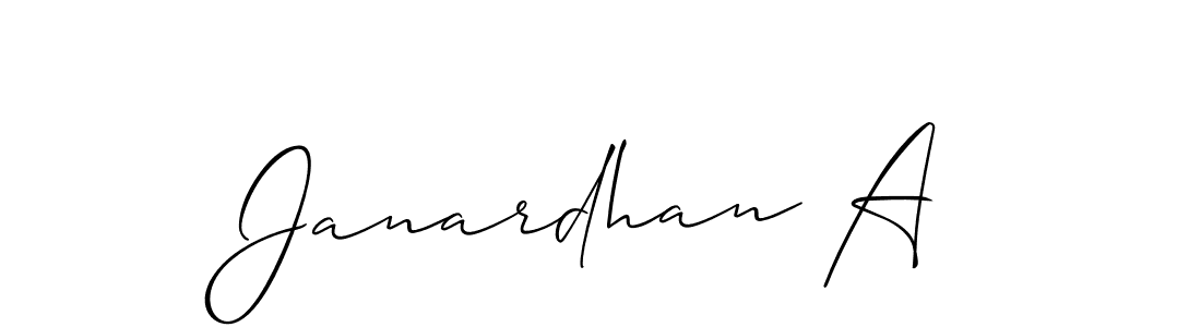 Make a beautiful signature design for name Janardhan A. With this signature (Allison_Script) style, you can create a handwritten signature for free. Janardhan A signature style 2 images and pictures png