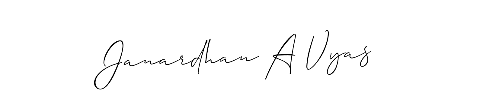 Create a beautiful signature design for name Janardhan A Vyas. With this signature (Allison_Script) fonts, you can make a handwritten signature for free. Janardhan A Vyas signature style 2 images and pictures png