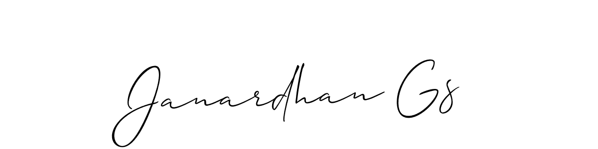 Create a beautiful signature design for name Janardhan Gs. With this signature (Allison_Script) fonts, you can make a handwritten signature for free. Janardhan Gs signature style 2 images and pictures png