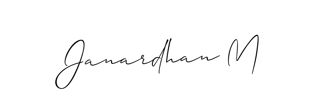 Also You can easily find your signature by using the search form. We will create Janardhan M name handwritten signature images for you free of cost using Allison_Script sign style. Janardhan M signature style 2 images and pictures png