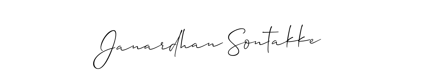 You should practise on your own different ways (Allison_Script) to write your name (Janardhan Sontakke) in signature. don't let someone else do it for you. Janardhan Sontakke signature style 2 images and pictures png