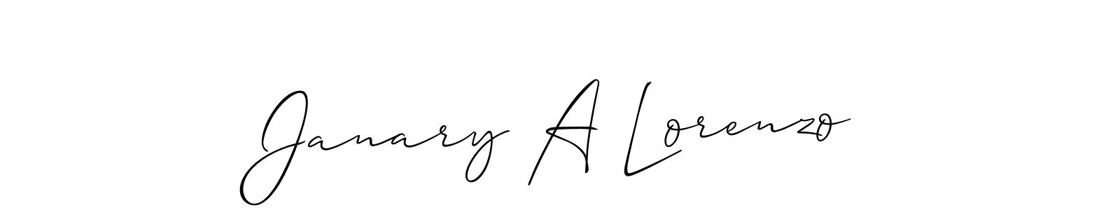 It looks lik you need a new signature style for name Janary A Lorenzo. Design unique handwritten (Allison_Script) signature with our free signature maker in just a few clicks. Janary A Lorenzo signature style 2 images and pictures png