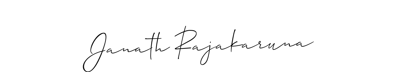 How to make Janath Rajakaruna name signature. Use Allison_Script style for creating short signs online. This is the latest handwritten sign. Janath Rajakaruna signature style 2 images and pictures png