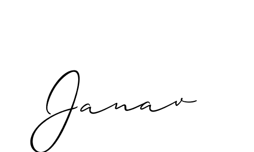 Create a beautiful signature design for name Janav. With this signature (Allison_Script) fonts, you can make a handwritten signature for free. Janav signature style 2 images and pictures png