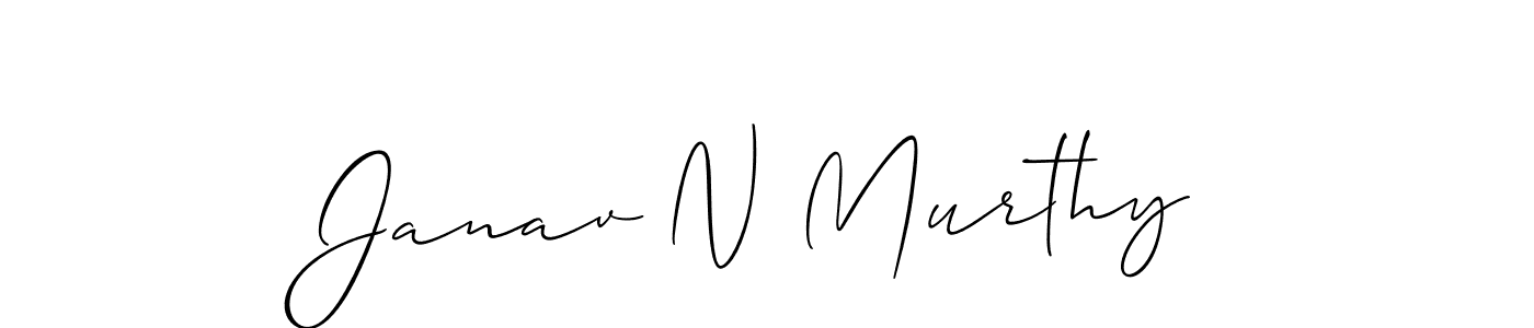 How to make Janav N Murthy name signature. Use Allison_Script style for creating short signs online. This is the latest handwritten sign. Janav N Murthy signature style 2 images and pictures png