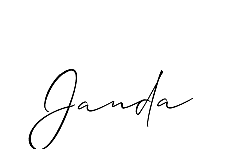 Design your own signature with our free online signature maker. With this signature software, you can create a handwritten (Allison_Script) signature for name Janda. Janda signature style 2 images and pictures png