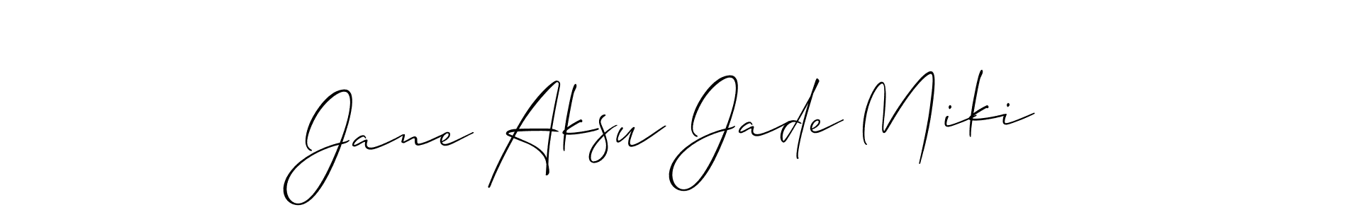 How to make Jane Aksu Jade Miki name signature. Use Allison_Script style for creating short signs online. This is the latest handwritten sign. Jane Aksu Jade Miki signature style 2 images and pictures png