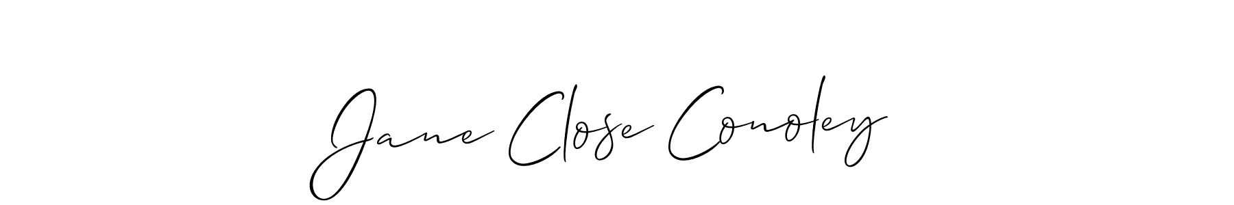 How to make Jane Close Conoley name signature. Use Allison_Script style for creating short signs online. This is the latest handwritten sign. Jane Close Conoley signature style 2 images and pictures png