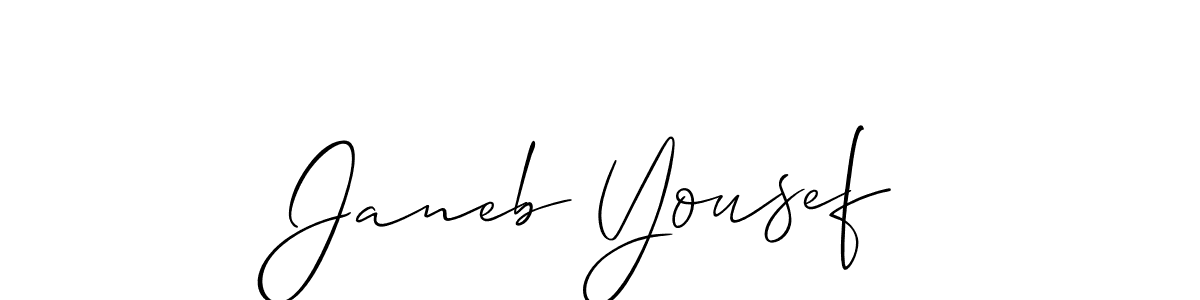 Allison_Script is a professional signature style that is perfect for those who want to add a touch of class to their signature. It is also a great choice for those who want to make their signature more unique. Get Janeb Yousef name to fancy signature for free. Janeb Yousef signature style 2 images and pictures png