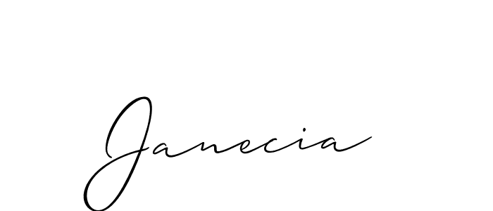 Use a signature maker to create a handwritten signature online. With this signature software, you can design (Allison_Script) your own signature for name Janecia. Janecia signature style 2 images and pictures png
