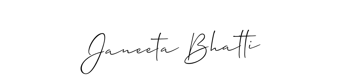 Make a beautiful signature design for name Janeeta Bhatti. With this signature (Allison_Script) style, you can create a handwritten signature for free. Janeeta Bhatti signature style 2 images and pictures png