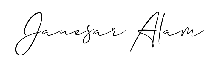 A stylish, flowing autograph style designed for name Janesar Alam using Allison_Script typography. Perfect for digital creative projects. Janesar Alam signature style 2 images and pictures png