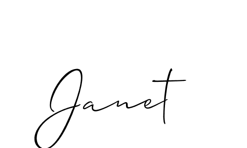 Design your own signature with our free online signature maker. With this signature software, you can create a handwritten (Allison_Script) signature for name Janet. Janet signature style 2 images and pictures png