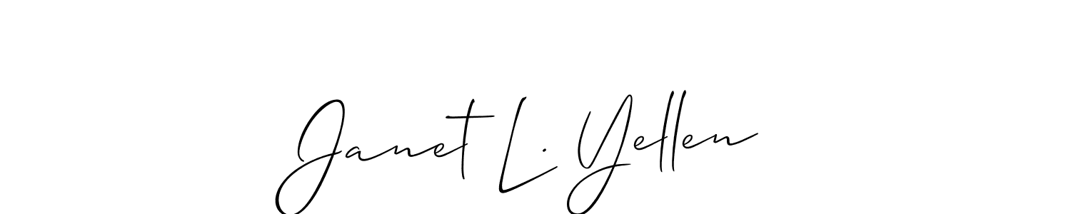 Allison_Script is a professional signature style that is perfect for those who want to add a touch of class to their signature. It is also a great choice for those who want to make their signature more unique. Get Janet L. Yellen name to fancy signature for free. Janet L. Yellen signature style 2 images and pictures png