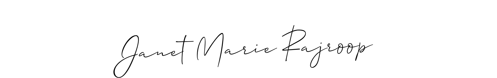 It looks lik you need a new signature style for name Janet Marie Rajroop. Design unique handwritten (Allison_Script) signature with our free signature maker in just a few clicks. Janet Marie Rajroop signature style 2 images and pictures png