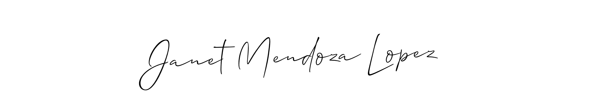 Allison_Script is a professional signature style that is perfect for those who want to add a touch of class to their signature. It is also a great choice for those who want to make their signature more unique. Get Janet Mendoza Lopez name to fancy signature for free. Janet Mendoza Lopez signature style 2 images and pictures png