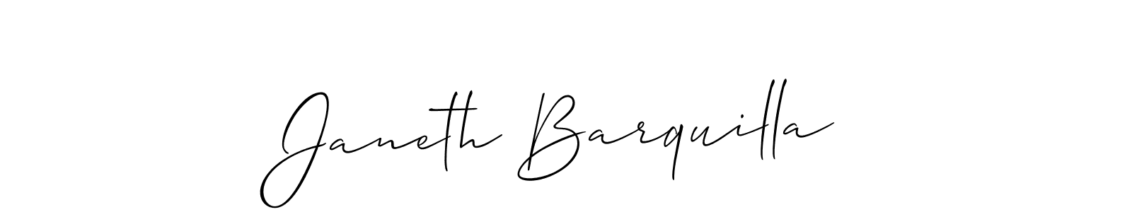 Make a beautiful signature design for name Janeth Barquilla. With this signature (Allison_Script) style, you can create a handwritten signature for free. Janeth Barquilla signature style 2 images and pictures png