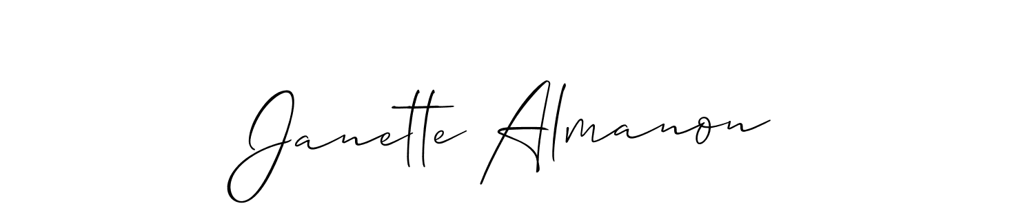 It looks lik you need a new signature style for name Janette Almanon. Design unique handwritten (Allison_Script) signature with our free signature maker in just a few clicks. Janette Almanon signature style 2 images and pictures png