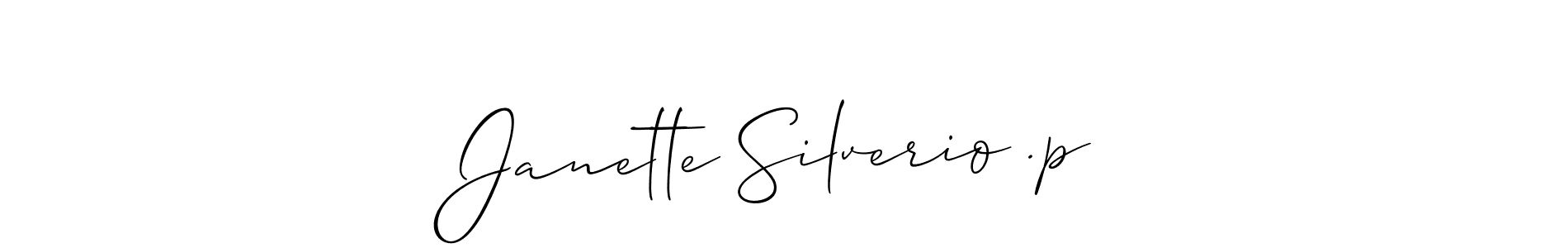 Allison_Script is a professional signature style that is perfect for those who want to add a touch of class to their signature. It is also a great choice for those who want to make their signature more unique. Get Janette Silverio .p name to fancy signature for free. Janette Silverio .p signature style 2 images and pictures png