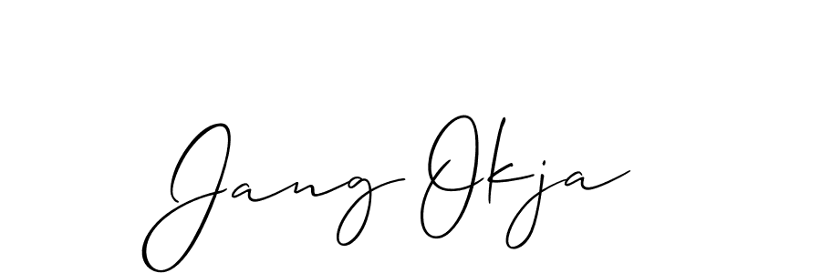 How to make Jang Okja name signature. Use Allison_Script style for creating short signs online. This is the latest handwritten sign. Jang Okja signature style 2 images and pictures png