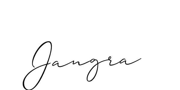 Use a signature maker to create a handwritten signature online. With this signature software, you can design (Allison_Script) your own signature for name Jangra. Jangra signature style 2 images and pictures png