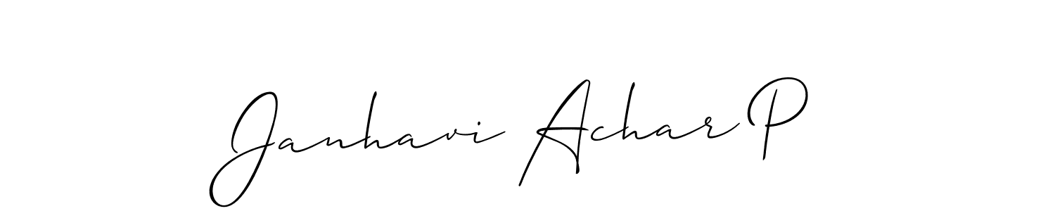 Create a beautiful signature design for name Janhavi Achar P. With this signature (Allison_Script) fonts, you can make a handwritten signature for free. Janhavi Achar P signature style 2 images and pictures png