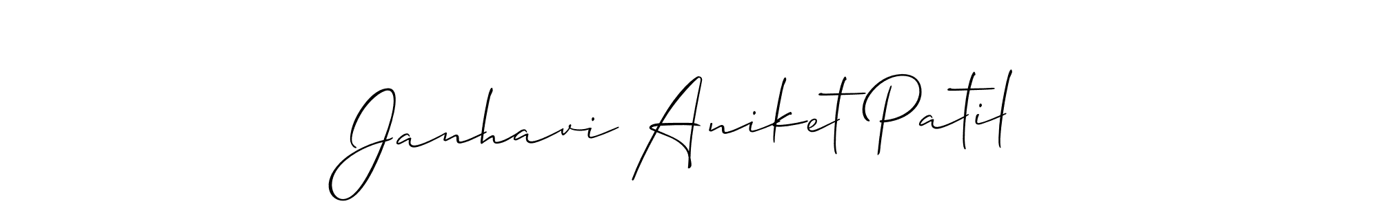 The best way (Allison_Script) to make a short signature is to pick only two or three words in your name. The name Janhavi Aniket Patil include a total of six letters. For converting this name. Janhavi Aniket Patil signature style 2 images and pictures png