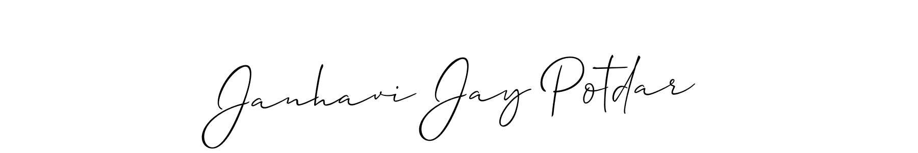 Create a beautiful signature design for name Janhavi Jay Potdar. With this signature (Allison_Script) fonts, you can make a handwritten signature for free. Janhavi Jay Potdar signature style 2 images and pictures png