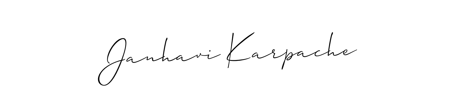 It looks lik you need a new signature style for name Janhavi Karpache. Design unique handwritten (Allison_Script) signature with our free signature maker in just a few clicks. Janhavi Karpache signature style 2 images and pictures png