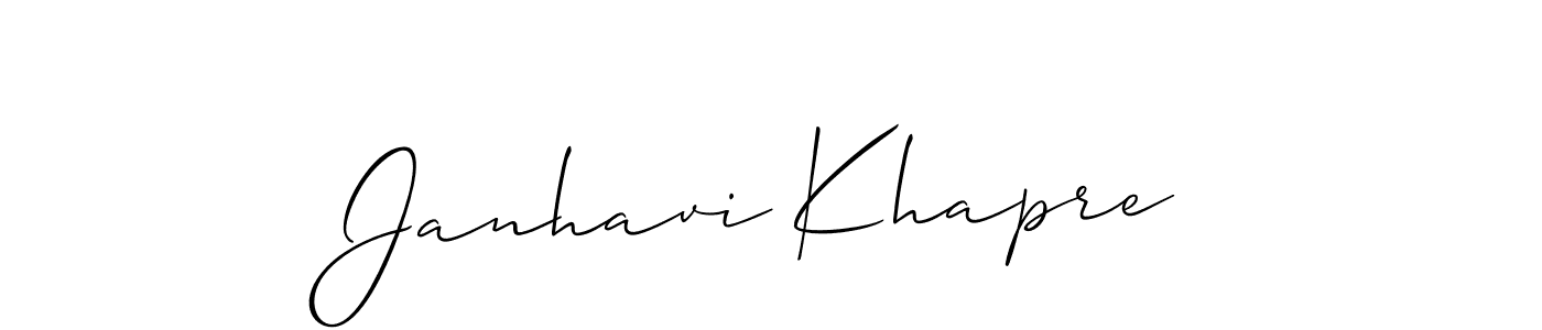 Allison_Script is a professional signature style that is perfect for those who want to add a touch of class to their signature. It is also a great choice for those who want to make their signature more unique. Get Janhavi Khapre name to fancy signature for free. Janhavi Khapre signature style 2 images and pictures png