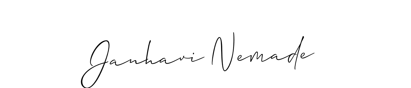 How to Draw Janhavi Nemade signature style? Allison_Script is a latest design signature styles for name Janhavi Nemade. Janhavi Nemade signature style 2 images and pictures png