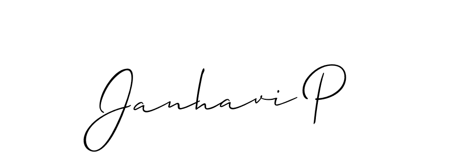 Create a beautiful signature design for name Janhavi P. With this signature (Allison_Script) fonts, you can make a handwritten signature for free. Janhavi P signature style 2 images and pictures png