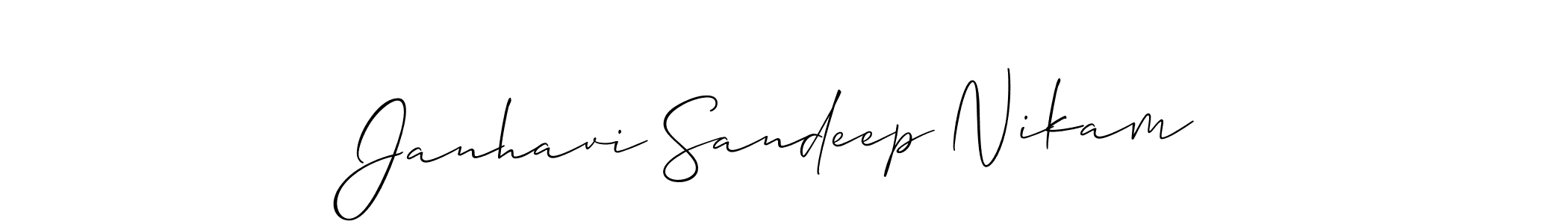 Allison_Script is a professional signature style that is perfect for those who want to add a touch of class to their signature. It is also a great choice for those who want to make their signature more unique. Get Janhavi Sandeep Nikam name to fancy signature for free. Janhavi Sandeep Nikam signature style 2 images and pictures png