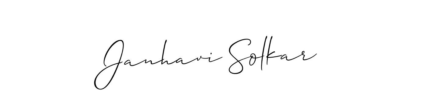 The best way (Allison_Script) to make a short signature is to pick only two or three words in your name. The name Janhavi Solkar include a total of six letters. For converting this name. Janhavi Solkar signature style 2 images and pictures png